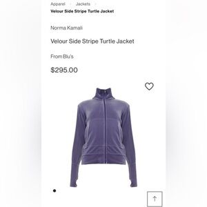 Norma Kamali Velour Turtle Side Stripe Jacket Small